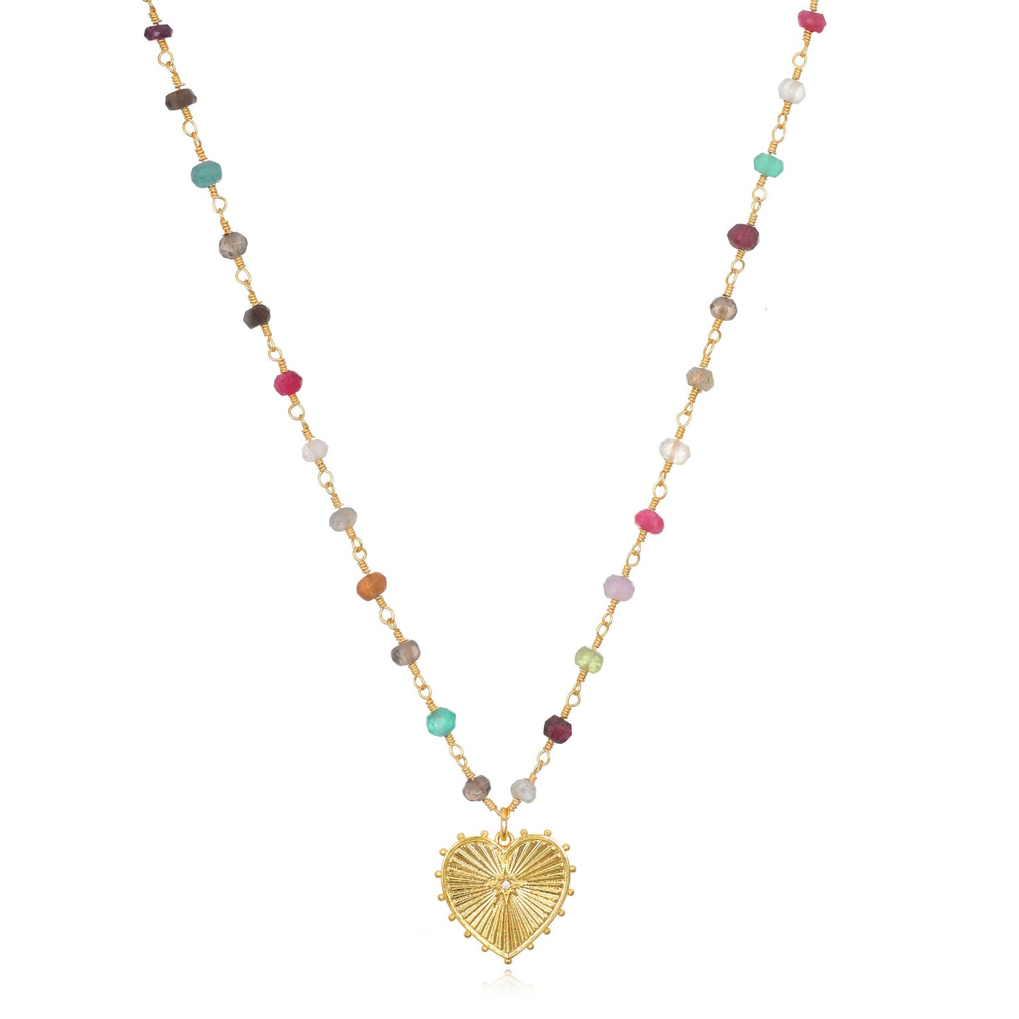 Amelia Rose Jewelry Rainbow Heart Charm Necklace
