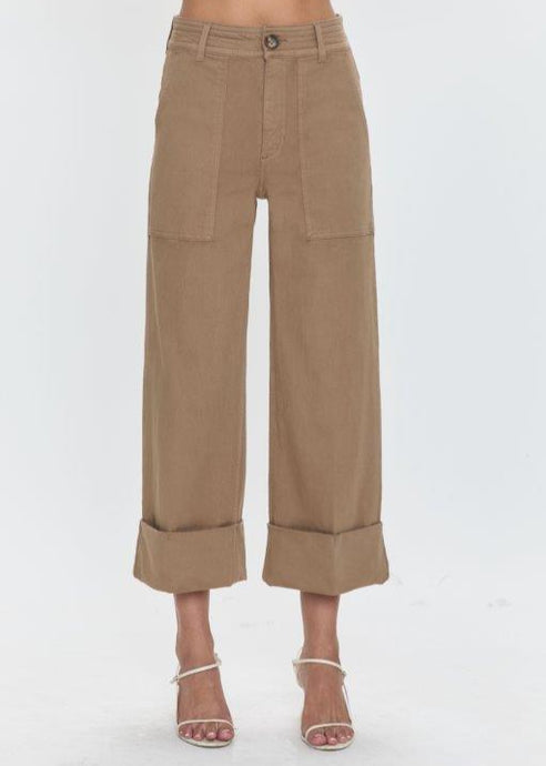 Pistola Maya Cuffed Hem Wide Leg Pants - Biscuit