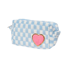 Load image into Gallery viewer, Malibu Sugar Checkered Cosmetic Bag w/ Chenile Patches - 4 Colors