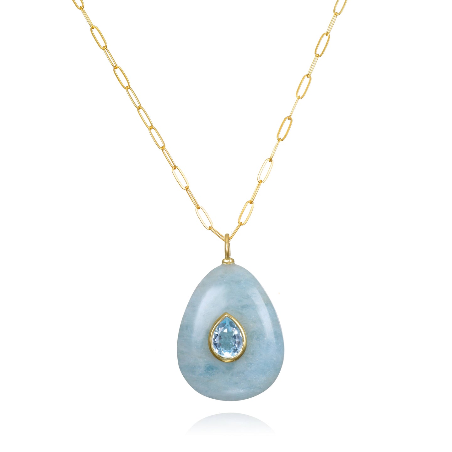 Amelia Rose Jewelry Aquamarine and Blue Topaz Pear Necklace