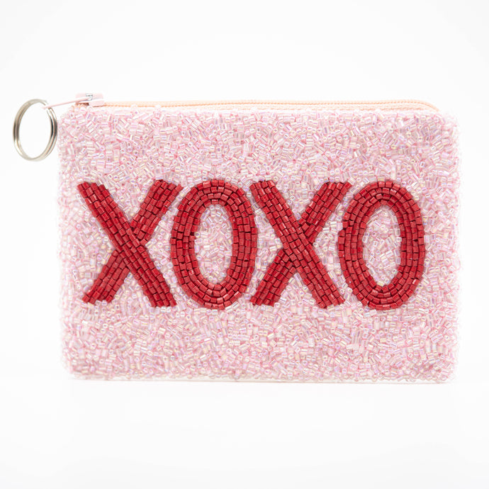 Tiana Designs Beaded Coin Purse - Pink & Red XOXO