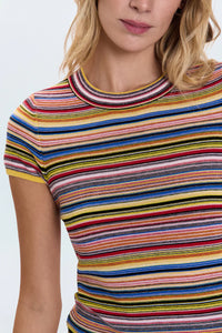 Pistola Selene Multicolor Short Sleeve Sweater Tee - Multi Stripe