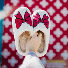 Load image into Gallery viewer, Hot Pink Coquette Bow Fuzzy Slippers