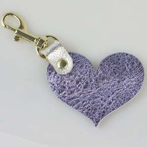 Zina Kao Two Tone Leather Heart Keychain - 12 Colors