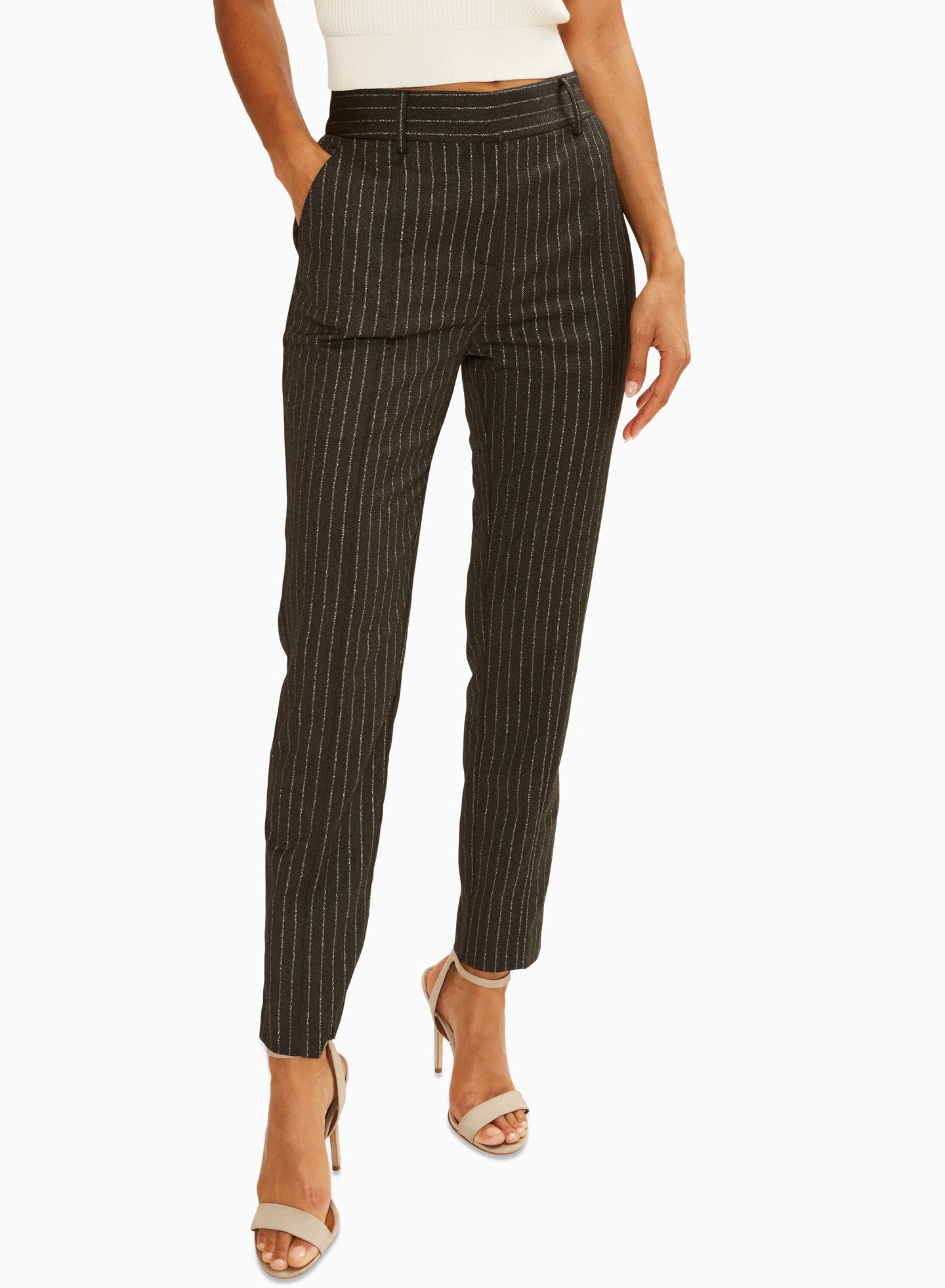 Ramy Brook Catherine Pant - Charcoal Lurex Pinstripe