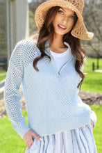 Load image into Gallery viewer, J. Society Open Stitch Half Zip Long Sleeve - Sky