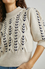 Load image into Gallery viewer, Rails Addy Sweater - Oatmeal Navy Cables