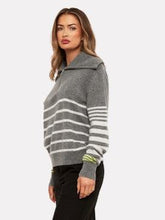 Load image into Gallery viewer, Brodie Sabrina Stripe Zip Polo - Grey