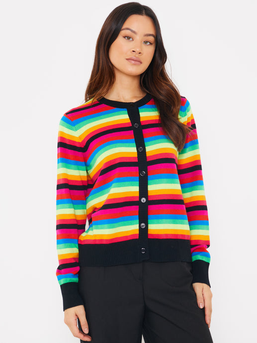 Brodie Winter Rainbow Cardi - Coal/Rainbow