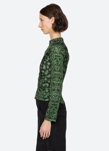 Sea Claude Print Turtleneck - Green