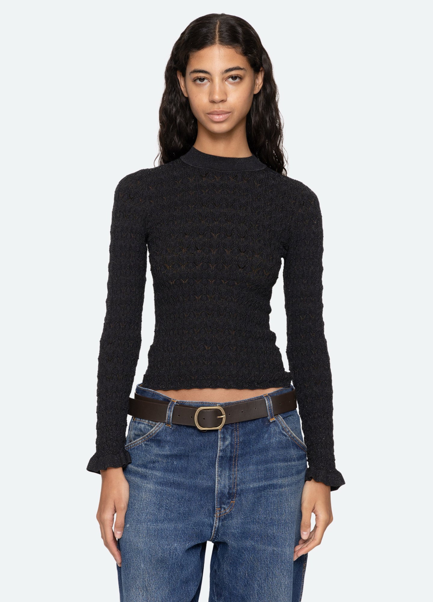 Sea Ruby Knit L/S Top - Black