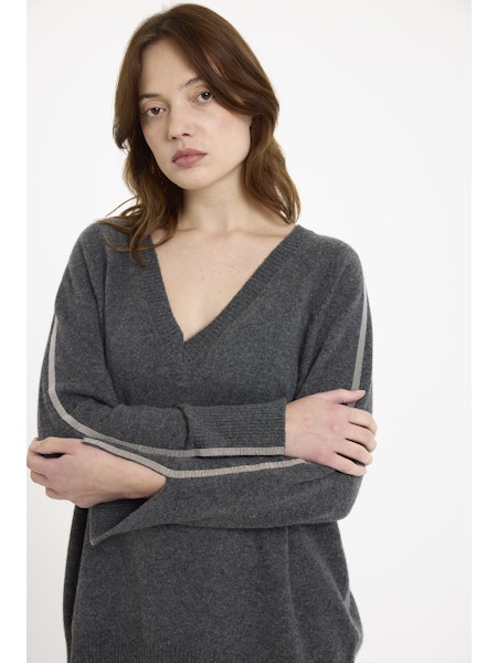 Brodie Glitz Split Cuff Relaxed V - Derby Grey