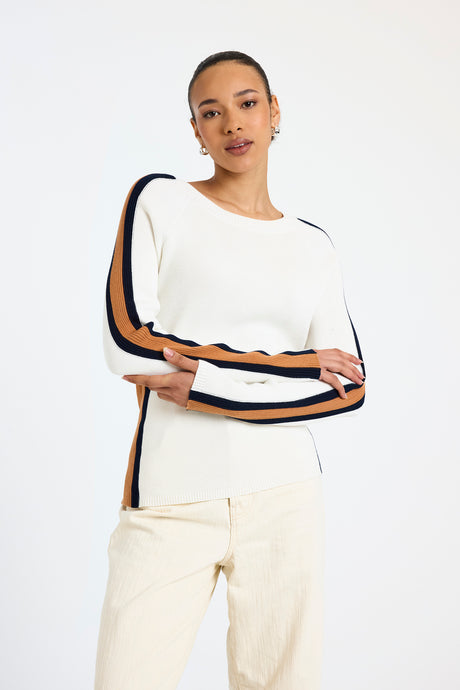 Brodie WISPR Valerie Stripe Slim Crew - Ivory