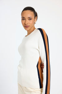 Brodie WISPR Valerie Stripe Slim Crew - Ivory