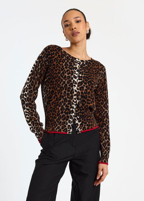 Brodie WISPR Lydia Leopard Cardi - Sand