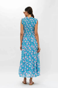 OLIPHANT Sleeveless Smocked Maxi - Amalfi Blue