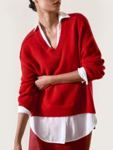 Load image into Gallery viewer, Brochu Walker The Looker Layered V-Neck - Aura Red/White