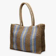 Load image into Gallery viewer, WYETH Naples Paper Straw Tote Bag - Natural Blue