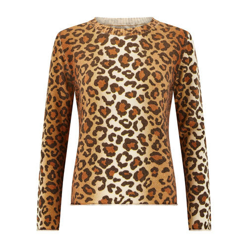 Windsor & White Leo Print Sweater - Lace/Nougat/Almond