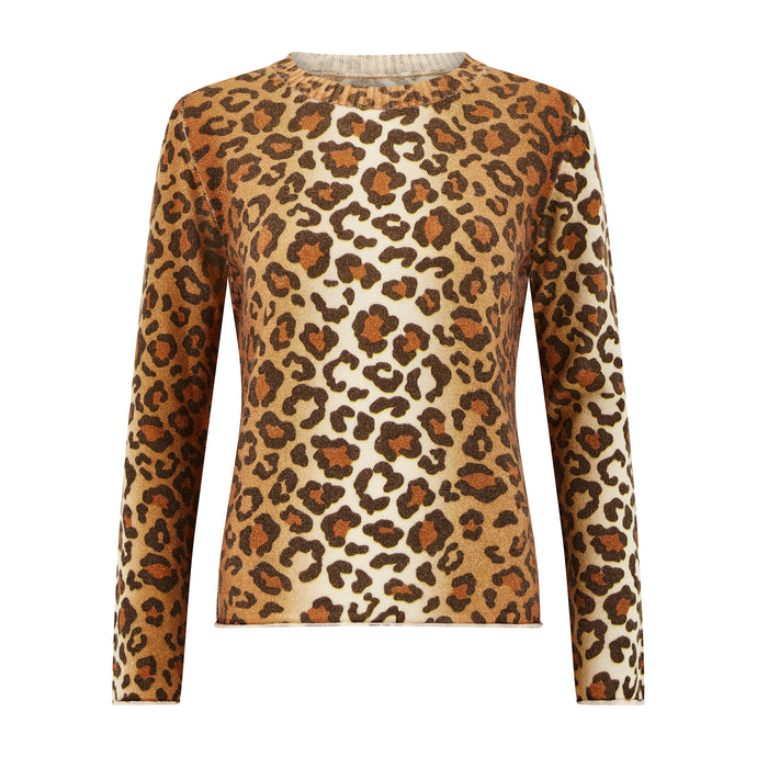 Windsor & White Leo Print Sweater - Lace/Nougat/Almond