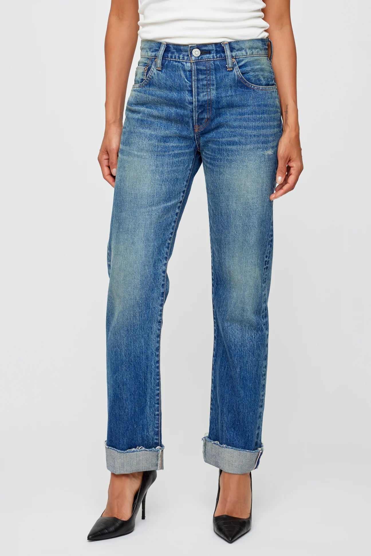 Moussy Hopewell Selvedge Straight - Dark Blue