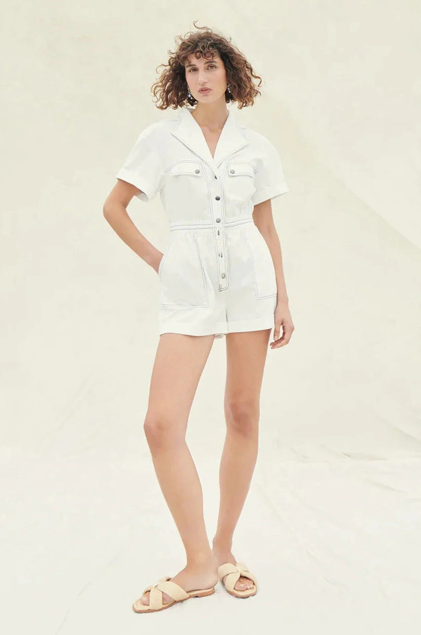 Saylor Bijou Romper - White