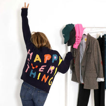 Load image into Gallery viewer, Kerri Rosenthal Boyfriend Happy Everything Sweater - Indigo