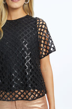 Load image into Gallery viewer, Caballero Carmen Black Openwork Sequin Top - Black