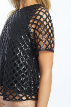 Load image into Gallery viewer, Caballero Carmen Black Openwork Sequin Top - Black