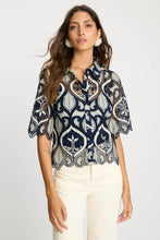 Load image into Gallery viewer, Caballero Tay Top - Navy/Cream Lace
