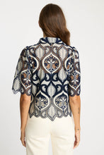 Load image into Gallery viewer, Caballero Tay Top - Navy/Cream Lace