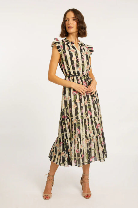 Caballero Claudia Stripe Vine MIdi Dress
