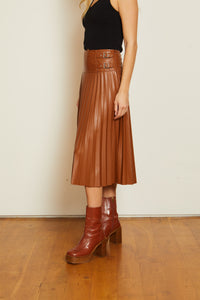 Caballero Hendrix Vegan Leather Skirt - Tobacco