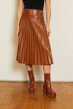 Load image into Gallery viewer, Caballero Hendrix Vegan Leather Skirt - Tobacco