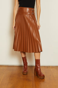 Caballero Hendrix Vegan Leather Skirt - Tobacco