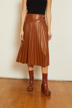 Load image into Gallery viewer, Caballero Hendrix Vegan Leather Skirt - Tobacco