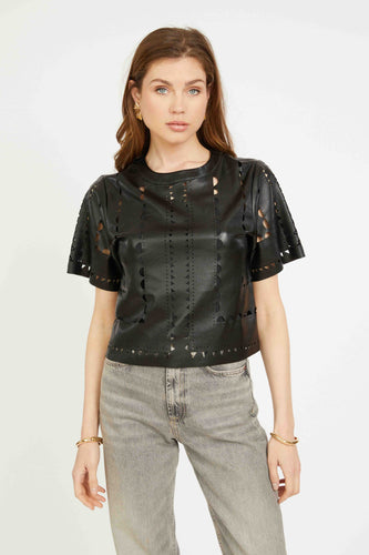 Caballero Anisa Top - Black Vegan Leather