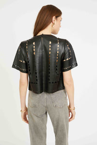 Caballero Anisa Top - Black Vegan Leather
