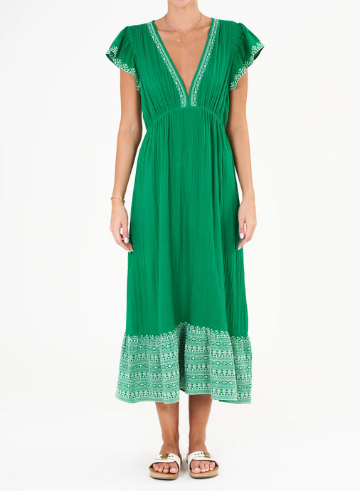 M.A.B.E. Cella Embroidery Dress - Green