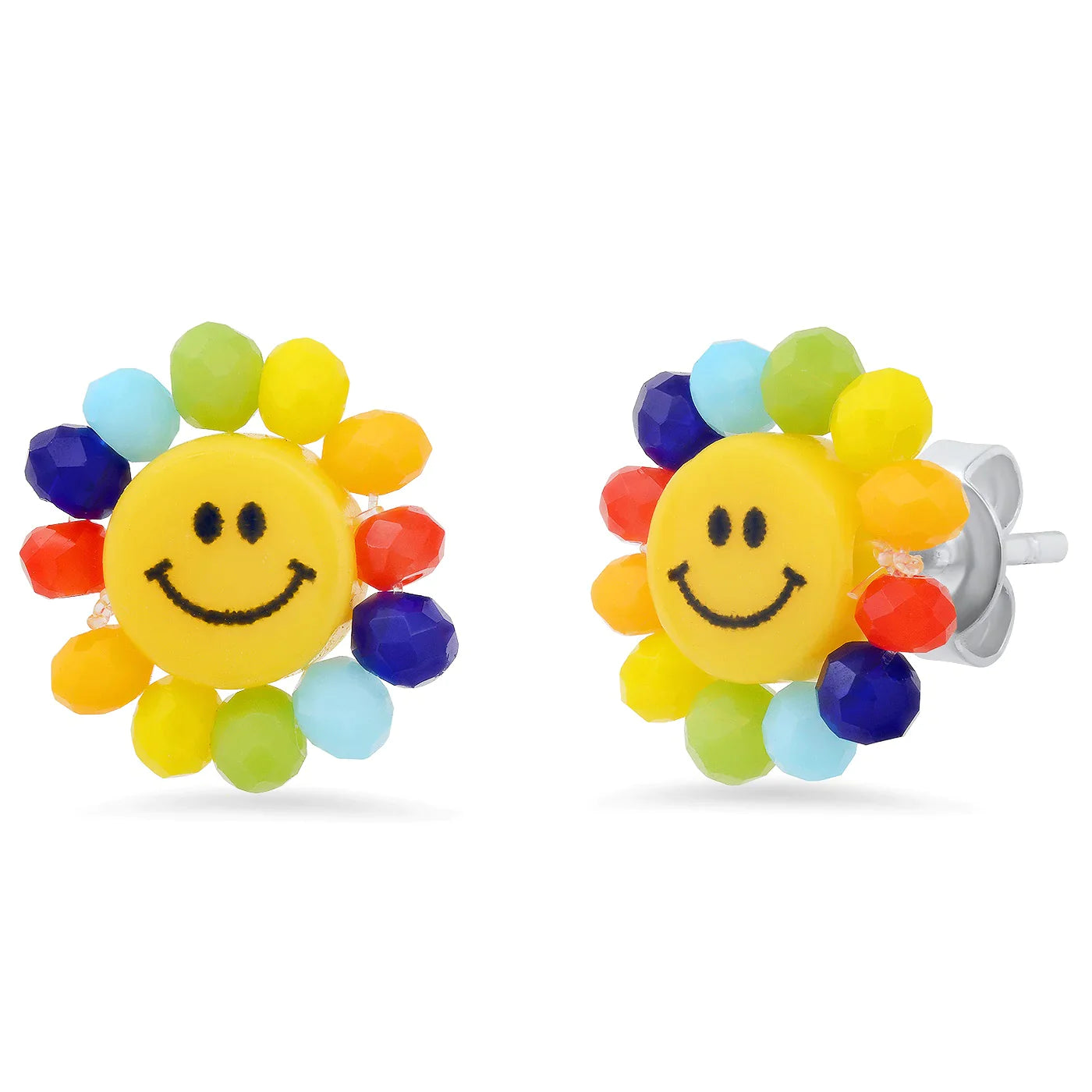 Tai Smiley Face Studs with Bead Accents - 2 Colors