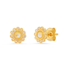 Load image into Gallery viewer, Tai Bezel Set Flower Studs - 2 Colors