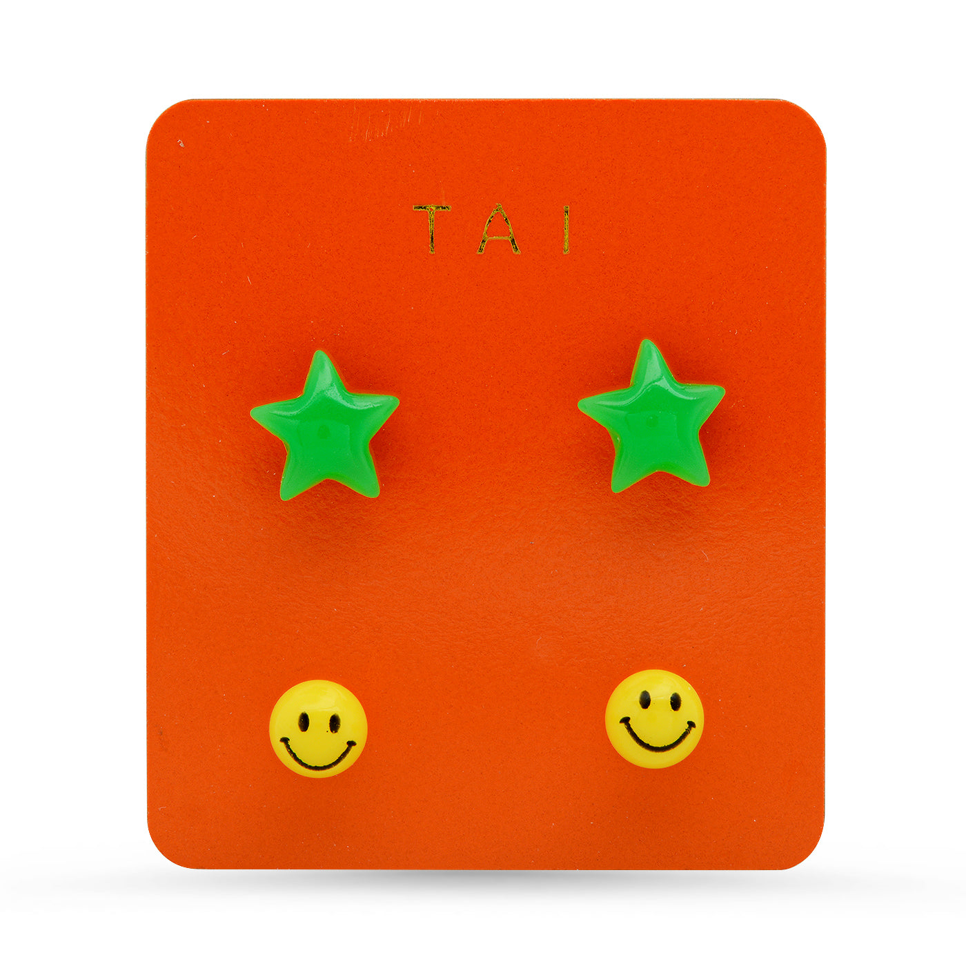 Tai Set of 2 Star and Smiley Face studs - 2 Colors