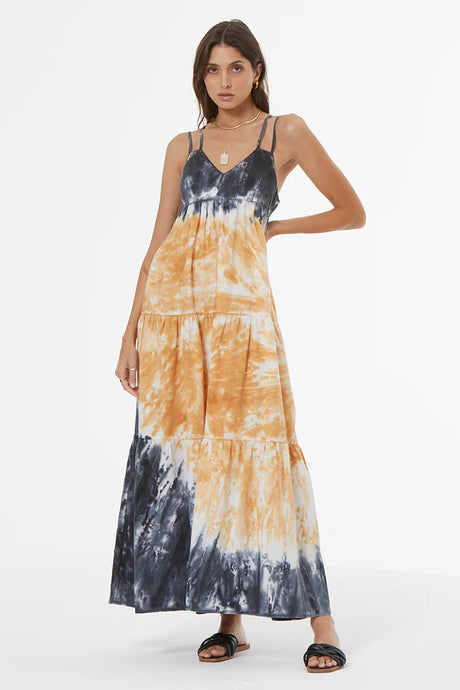 Young Fabulous & Broke Patio Poplin Dress - Sunbaked Spiral Wash