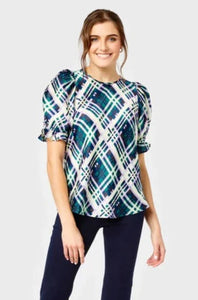 Cartolina Connie Anne Top - Evergreen Plaid