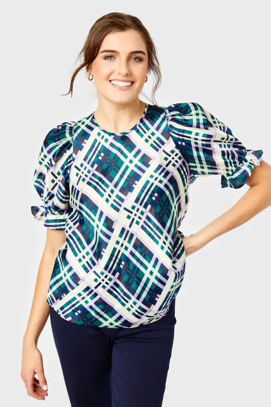 Cartolina Connie Anne Top - Evergreen Plaid