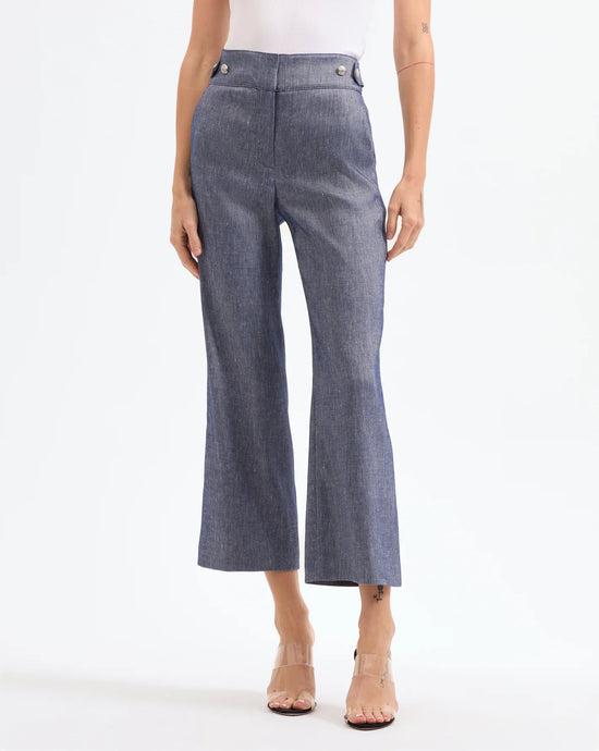 Veronica Beard Aubrie Linen Pant - Blue Melange