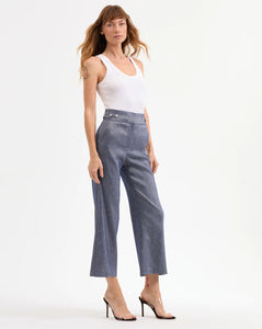 Veronica Beard Aubrie Linen Pant - Blue Melange