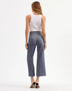 Veronica Beard Aubrie Linen Pant - Blue Melange