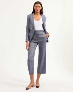 Veronica Beard Aubrie Linen Pant - Blue Melange