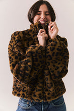 Load image into Gallery viewer, Chaser Faux Fur Puff Sleeve Jacket - Leopard Love